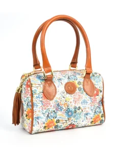 Bauletto in pelle di vitello stampata floreale misura piccola  art 1945_bla