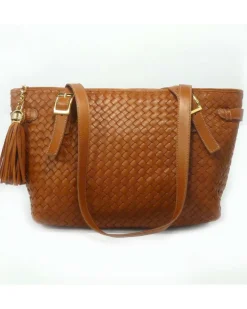 borsa a spalla in morbidissima pelle di agnello intrecciata a mano art 1957
