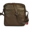 borsa a tracolla da uomo in pelle intrecciata a mano  art 1930w