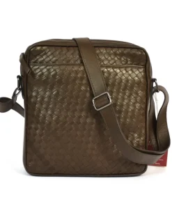 borsa a tracolla da uomo in pelle intrecciata a mano art 1930w
