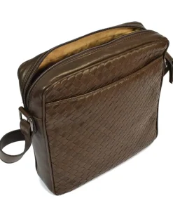 borsa a tracolla da uomo in pelle intrecciata a mano  art 1930w