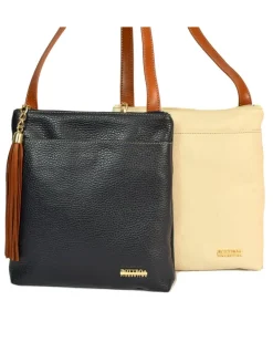 Borsa a tracolla in morbida pelle di vitello stampata dollaro art 11024dolllg