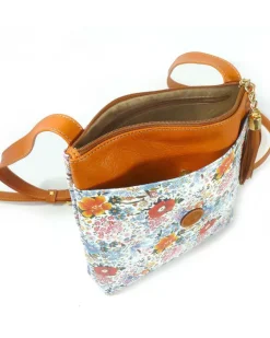Borsa a tracolla in pelle di vitello stampata floreale art 11024_bla