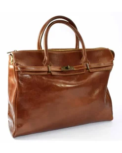 borsa cartella  per pc manici corti in pelle di vacchetta vegetale art 224065