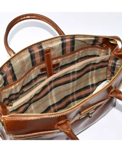 borsa cartella per pc manici corti in pelle di vacchetta vegetale art 224065