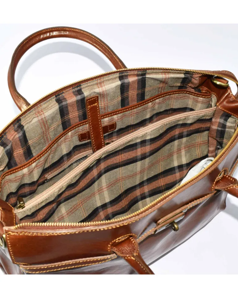 borsa cartella per pc manici corti in pelle di vacchetta vegetale art 224065
