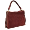 Borsa donna misura media in pelle vitello e scamosciato con tracolla intrecciata art 12734_dds