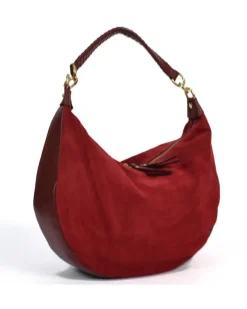 Borsa donna monospalla grande a sacca in pelle di vitello e scamosciato art 12874_dds