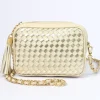 Borsa tracolla intrecciata bicolore con catena art 11521wdmet