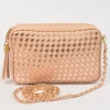 Borsa tracolla intrecciata bicolore con catena art 11527wdmet
