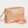 Borsa tracolla intrecciata metallizzato con catena art 11527wmet