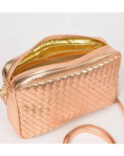 Borsa tracolla intrecciata metallizzato con catena art 11527wmet