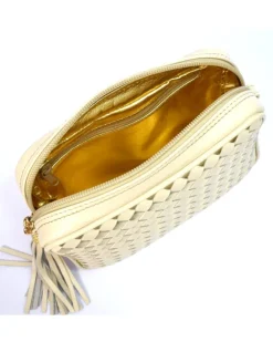 Borsa tracolla intrecciata bicolore con catena art 11521wdmet