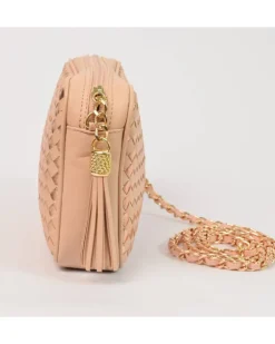 Borsa tracolla intrecciata bicolore con catena art 11527wdmet