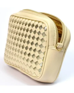 Borsa tracolla intrecciata bicolore con catena art 11521wdmet
