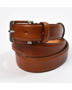 cintura classica in pelle vacchetta tamponata con fibbia rivestita cm 3 art 6200130