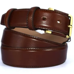cintura classica in pelle con fibbia ottone ricoperta art 64100135