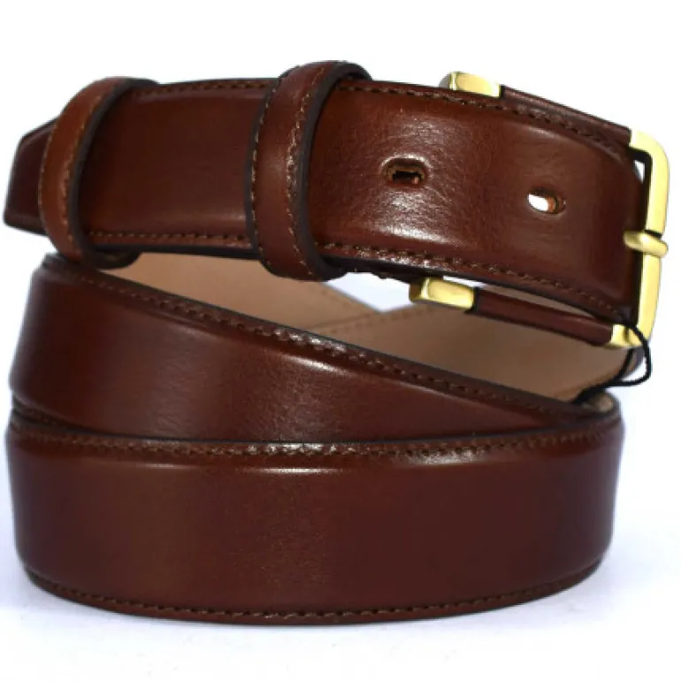 cintura classica in pelle con fibbia ottone ricoperta art 64100135