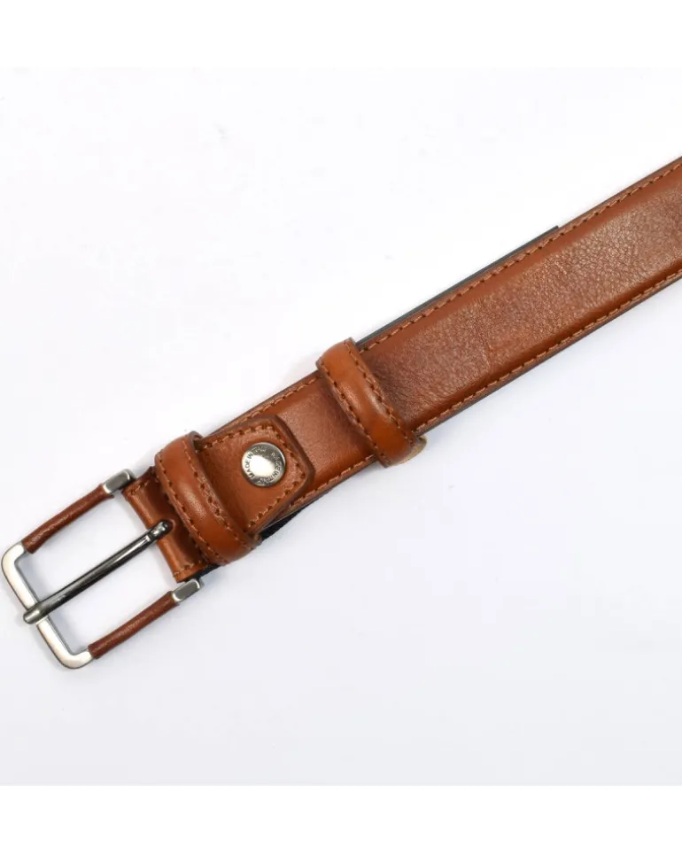 cintura classica in pelle vacchetta tamponata con fibbia rivestita cm 3 art 6200130