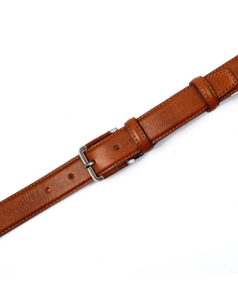 cintura classica in pelle vacchetta tamponata con fibbia rivestita cm 3 art 6200130