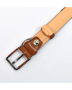 cintura classica in pelle vacchetta tamponata con fibbia rivestita cm 3 art 6200130