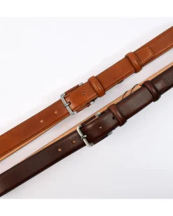 cintura classica in pelle vacchetta tamponata con fibbia rivestita cm 3 art 6200130