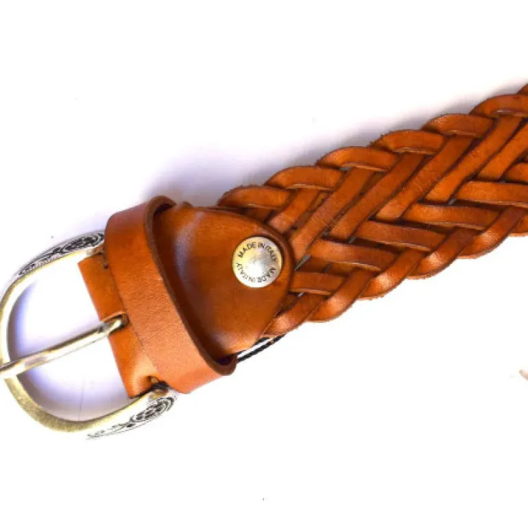 cintura in cuoio intrecciata a mano stile casual art 6TRECCIA35