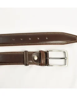 cintura in pelle con cuciture bicolore alta 4 cm art 6260840