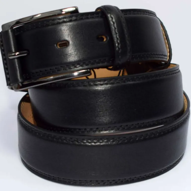 cintura nera in pelle con fibbia nichel nero art 64100835 XL