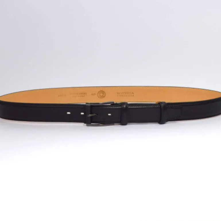 cintura nera in pelle con fibbia nichel nero art 64100835