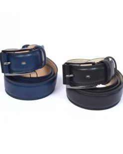 cintura nera in pelle con fibbia nichel nero art 64100835