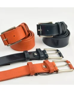 cintura sportiva uomo in pelle di vitello, fibbia fasciata in pelle art 6340940
