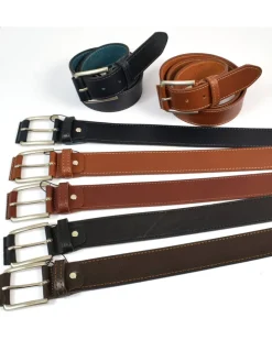 cintura sportiva uomo in pelle di vitello, fibbia fasciata in pelle art 6260840