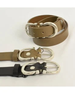 cintura unisex in pelle con fibbia nickel opaco art 6244130