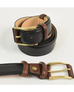 cintura unisex in pelle con fibbia in ottone art 6411035 bicolore