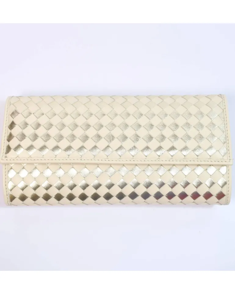 Clutch Intrecciata in Pelle nappa e metallizzato con Catena Dorata art 1820_wdmet