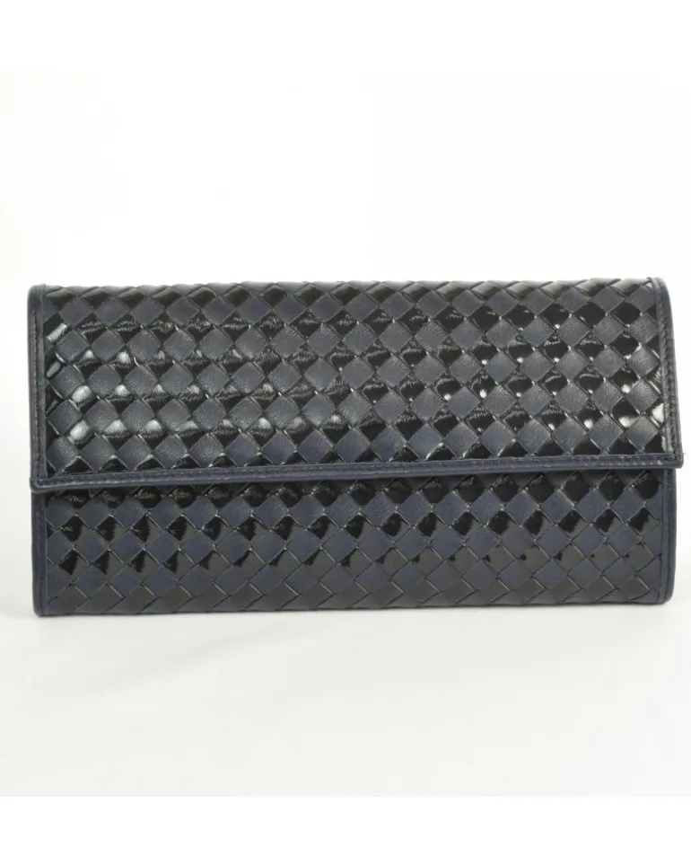 Clutch intrecciata in pelle intrecciata bicolore nappa con vernice con catena art 1820_wdver