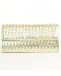 Clutch intrecciata in pelle metallizzato con Catena Dorata art 1820_wmet