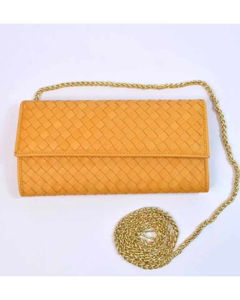 Clutch Intrecciata in Pelle colorata con Catena Dorata art 1820_w