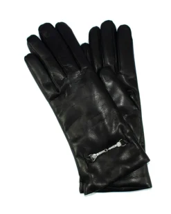 guanti in pelle con staffa brillantini art 5G9