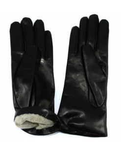 guanti in pelle con staffa brillantini art 5G9