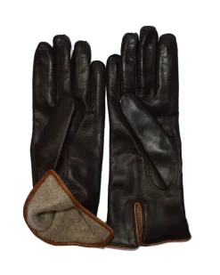 Guanti in pelle cuciture in contrasto art 81406