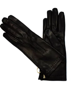 Guanti in pelle nero fodera seta  art 81223