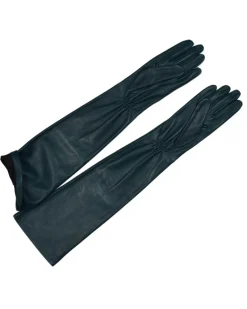 guanti lunghi eleganti da donna in pelle cm 50 fodera seta art 512p