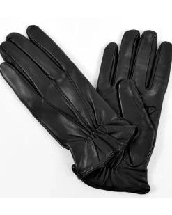 guanti uomo in pelle nero con fodera lana art 813bielastico