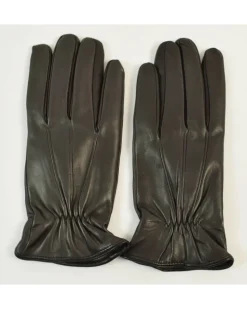 guanti uomo in pelle nero con fodera lana art 813bielastico
