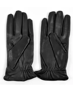 guanti uomo in pelle nero con fodera lana art 813bielastico