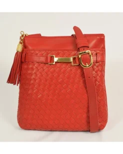 Lussuosa borsa a tracolla in pelle italiana intrecciata a mano art 11034w
