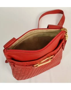 Lussuosa borsa a tracolla in pelle italiana intrecciata a mano art 11034w