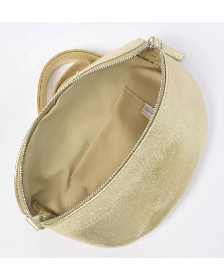 Marsupio a tracolla in pelle medio metallizzato art 3947met